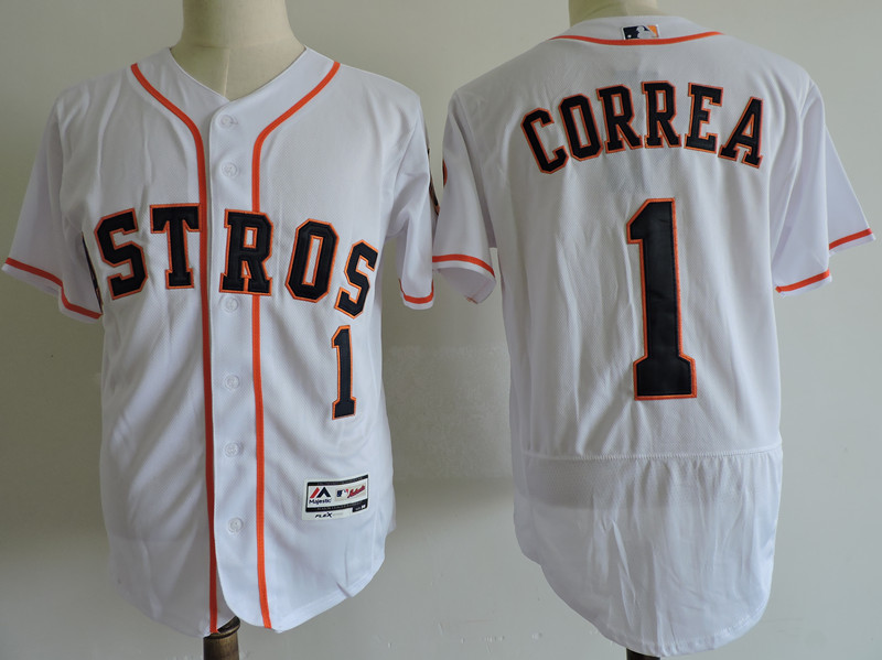 Men's Houston Astros #1 Carlos Correa Gray Elite Stitched MLB Jersey