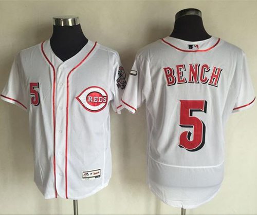 Reds #5 Johnny Bench White Flexbase Authentic Collection Stitched MLB Jersey