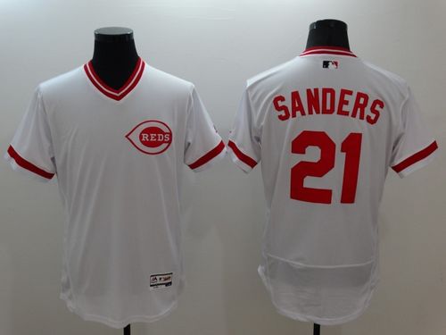 Reds #21 Reggie Sanders White Flexbase Authentic Collection Cooperstown Stitched MLB Jersey