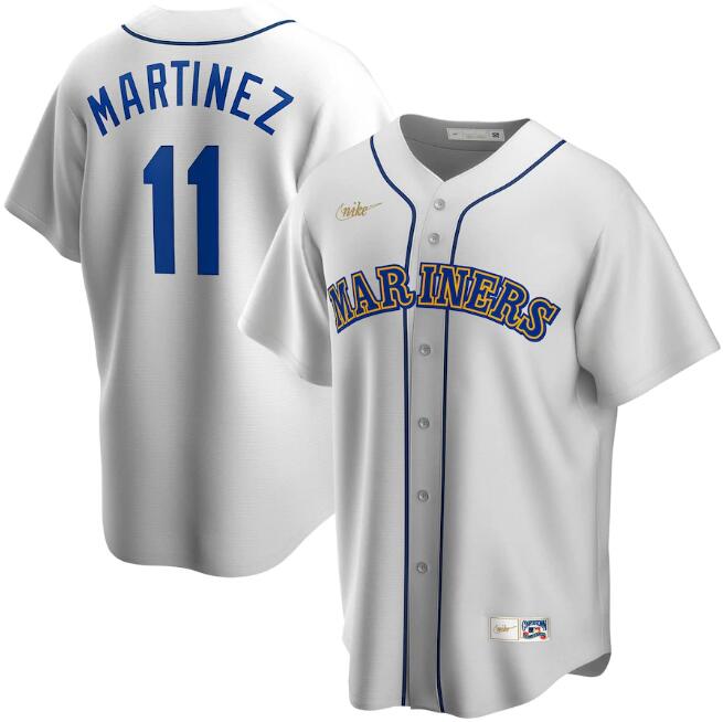 Men's Seattle Mariners #11 Edgar Martinez White Cool Base Stitched jersey