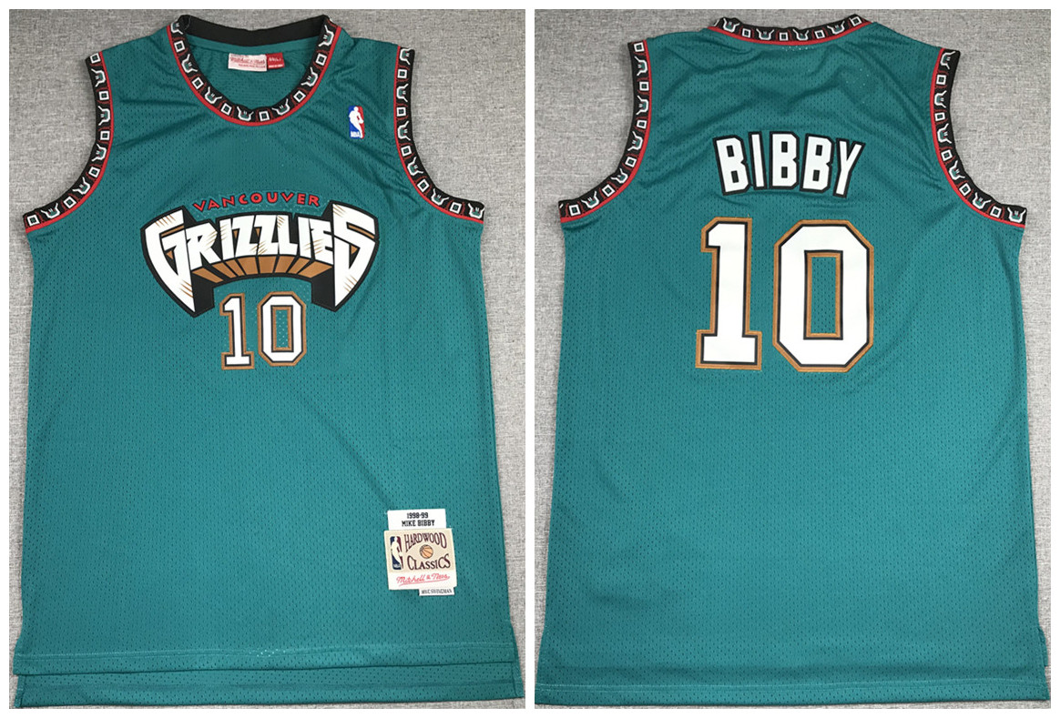 Men's Memphis Grizzlies #10 Mike Bibby 1998-99 Green Throwback Stitched Jersey