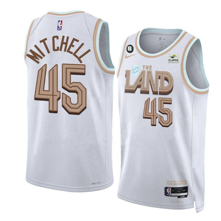 Men's Cleveland Cavaliers #45 Donovan Mitchell White 2022/23 City Edition Stitched Jersey