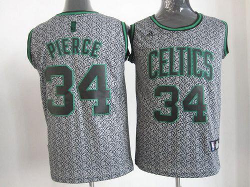 Celtics #34 Paul Pierce Grey Static Fashion Embroidered NBA Jersey