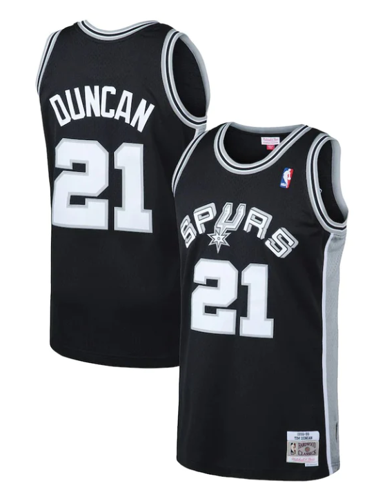 Men's San Antonio Spurs #21 Tim Duncan Black 1998-99 Throwback basketball Jersey