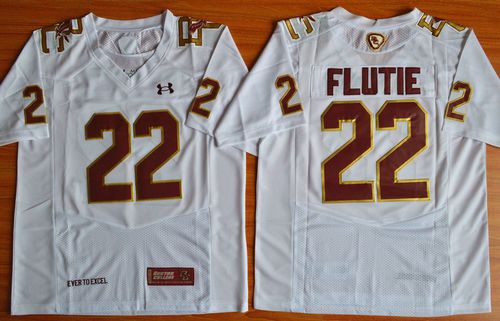 College Eagles #22 Doug Flutie White Authentic Performance Stitched NCAA Jersey