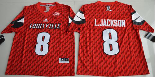 Cardinals #8 Lamar Jackson Red AAC Patch Stitched NCAA Jersey