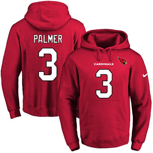 Nike Cardinals #3 Carson Palmer Red Name & Number Pullover NFL Hoodie