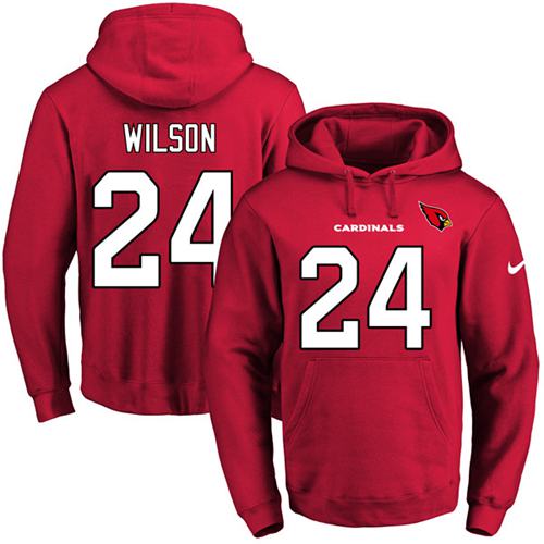 Nike Cardinals #24 Adrian Wilson Red Name & Number Pullover NFL Hoodie