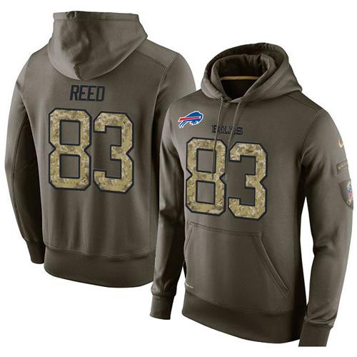NFL Men's Nike Buffalo Bills #83 Andre Reed Stitched Green Olive Salute To Service KO Performance Hoodie