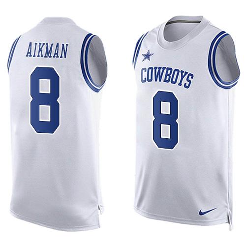 Nike Cowboys #8 Troy Aikman White Men's Stitched NFL Limited Tank Top Jersey