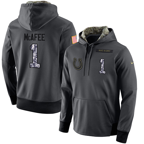 NFL Men's Nike Indianapolis Colts #1 Pat McAfee Stitched Black Anthracite Salute to Service Player Performance Hoodie