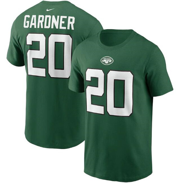 Men's New York Jets #20 Ahmad Gardner 2022 Green Name & Number T-Shirt