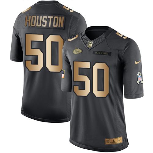 Nike Chiefs #50 Justin Houston Black Men's Stitched NFL Limited Gold Salute To Service Jersey